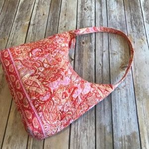 Vera Bradley Pink Orange Shebert Floral Paisley Hobo Purse